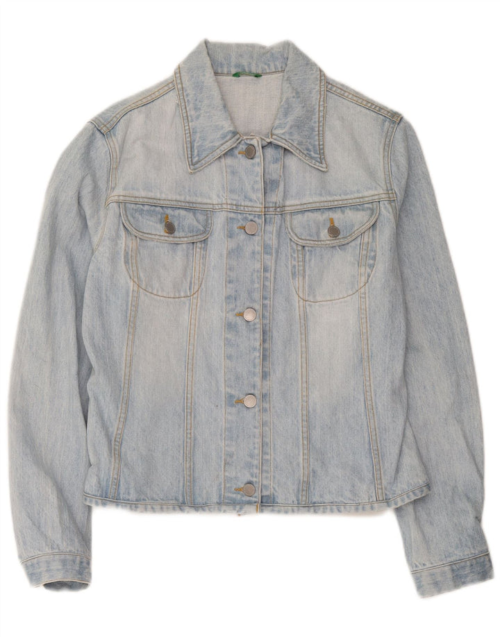 Benetton Damen Jeansjacke UK 14 Mittelblaue Baumwolle