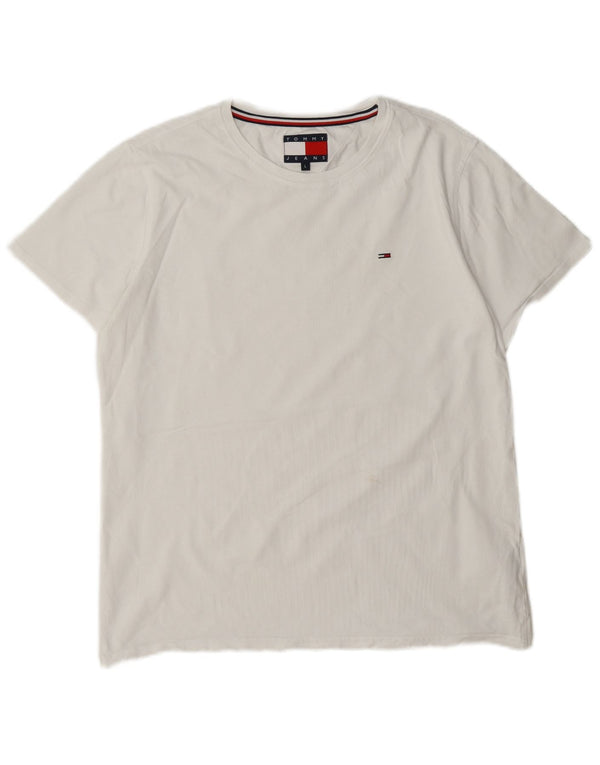 Tommy Hilfiger Damen T-Shirt Top UK 16 Large Weiße Baumwolle