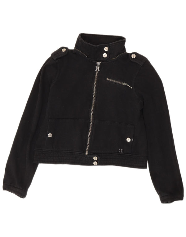 Hurley Damen Crop Military Bomberjacke UK 14 Mittelschwarze Baumwolle