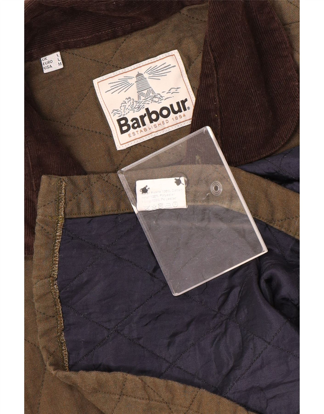 Barbour Herren Steppjacke UK 40 Large Khaki Baumwolle