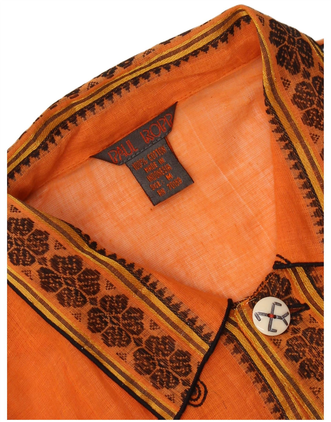 PAUL ROPP Damen Durchsichtiges übergroßes Hemd UK 14 Mittelorange Paisley