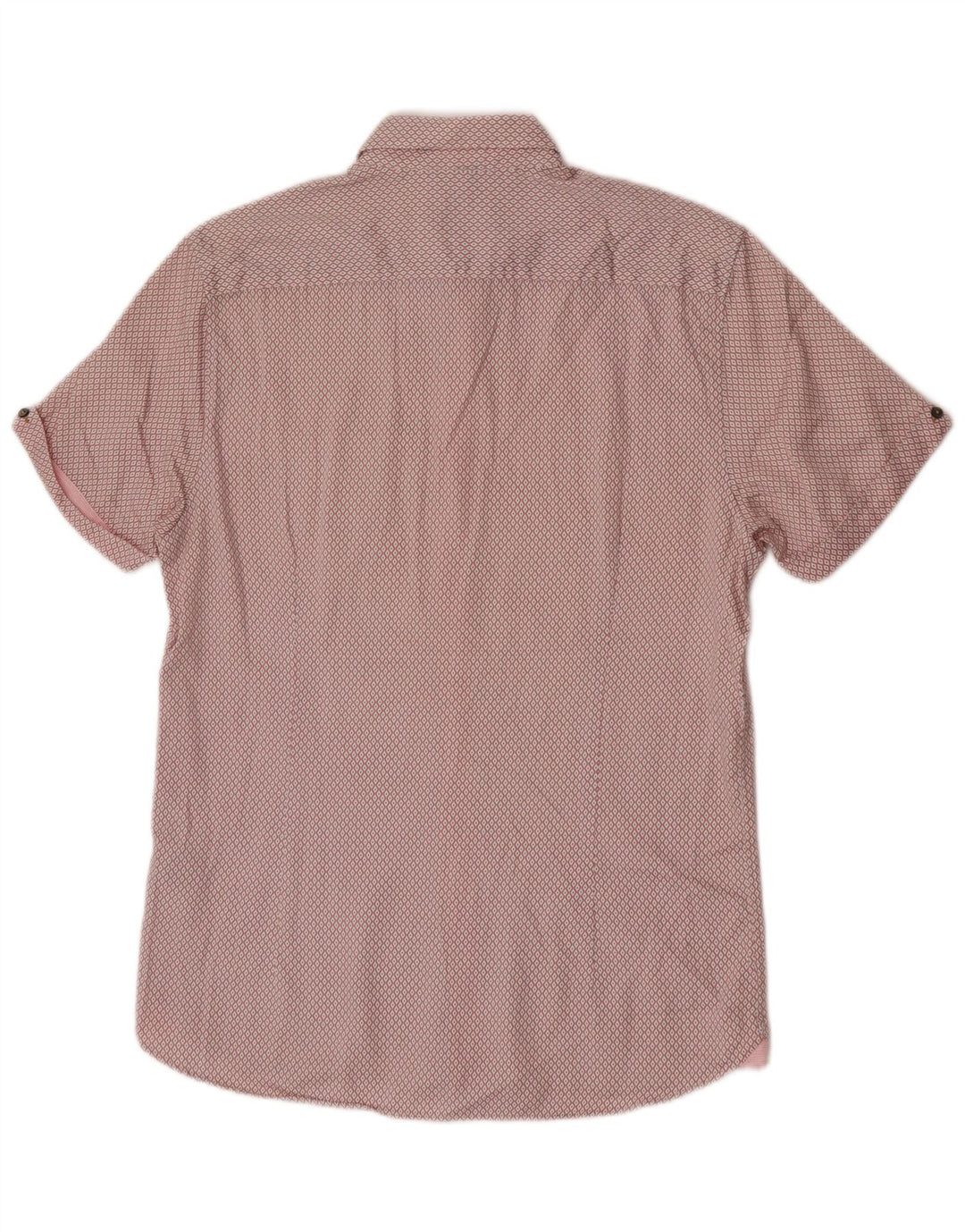 Ted Baker Herren-Kurzarmhemd, Größe 3, Mittelrosa, Argyle/Diamant-Baumwolle