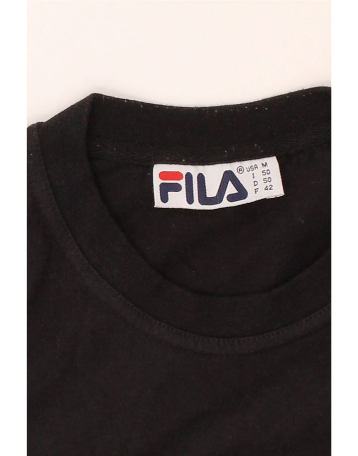 FILA Mens T-Shirt Top IT 50 Medium Black Cotton Vintage Fila and Second-Hand Fila from Messina Hembry 