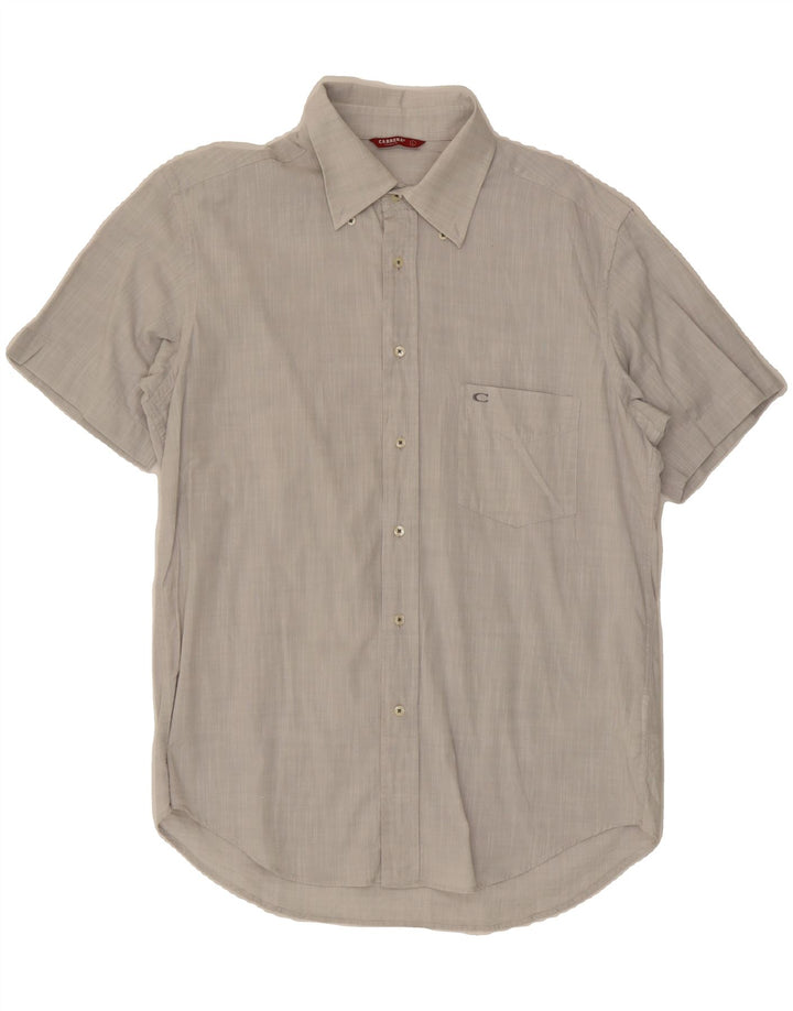 CARRERA Mens Short Sleeve Shirt Large Grey Cotton Vintage Carrera and Second-Hand Carrera from Messina Hembry 