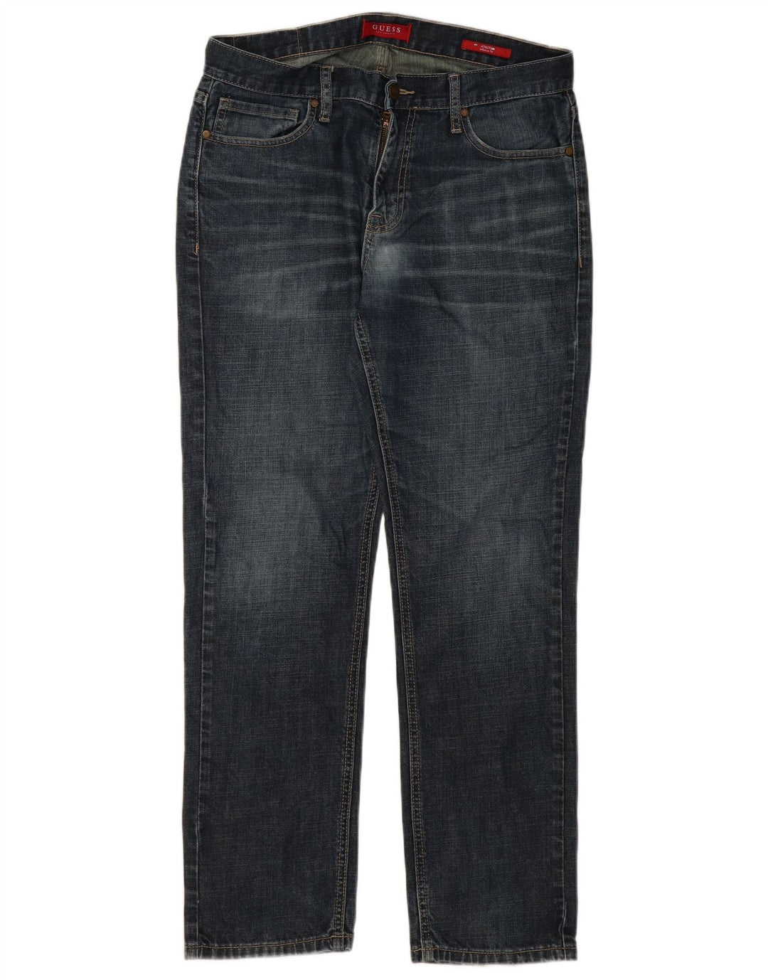 Guess Herren Straight Jeans W31 L30 Blaue Baumwolle