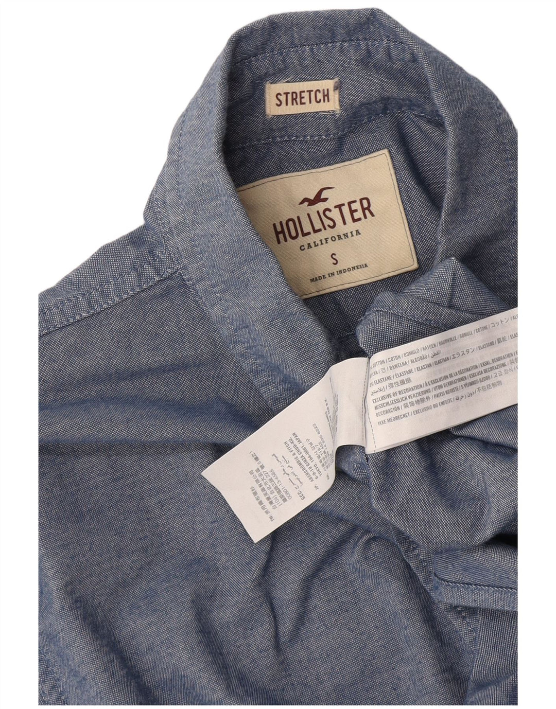 Hollister Herren-Hemd, klein, aus blauer Baumwolle
