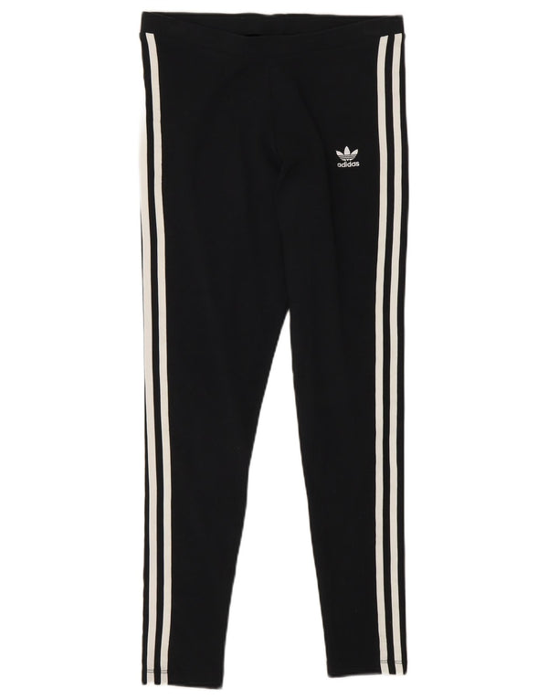 Adidas Damen Leggings UK 10 Small Schwarz Baumwolle