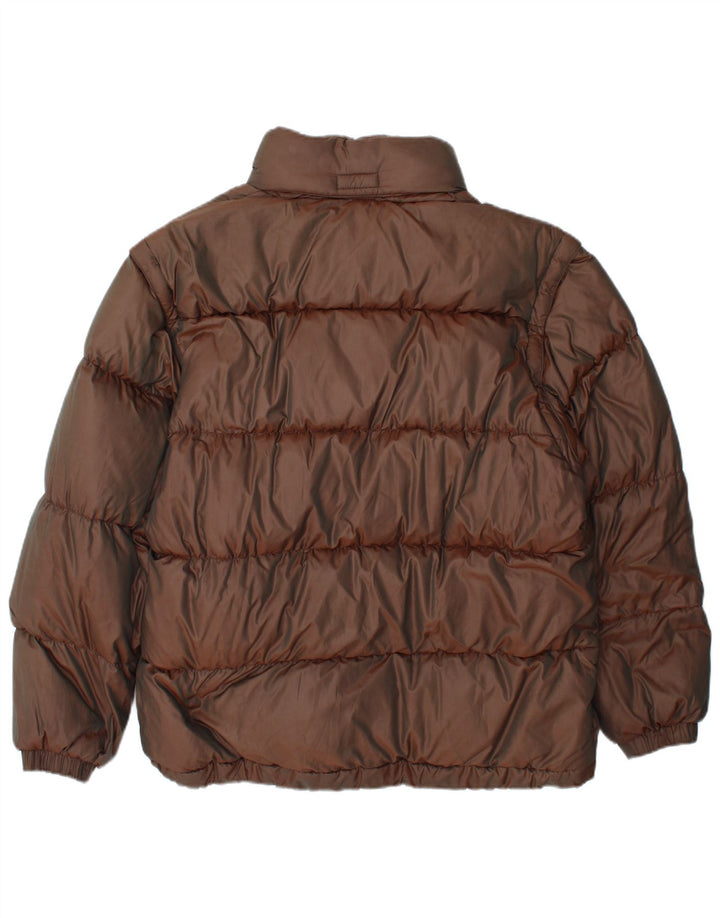 Sergio Tacchini Wattierte Herrenjacke mit Kapuze, UK 38, Mittelbraun, Polyamid