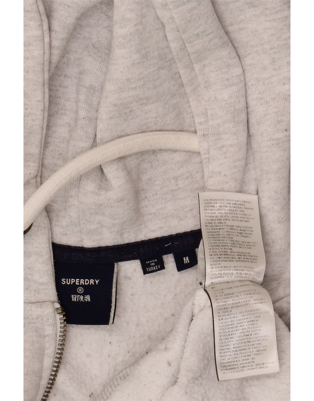 Superdry Herren-Kapuzenpullover mit grafischem Reißverschluss, mittelgraue Baumwolle