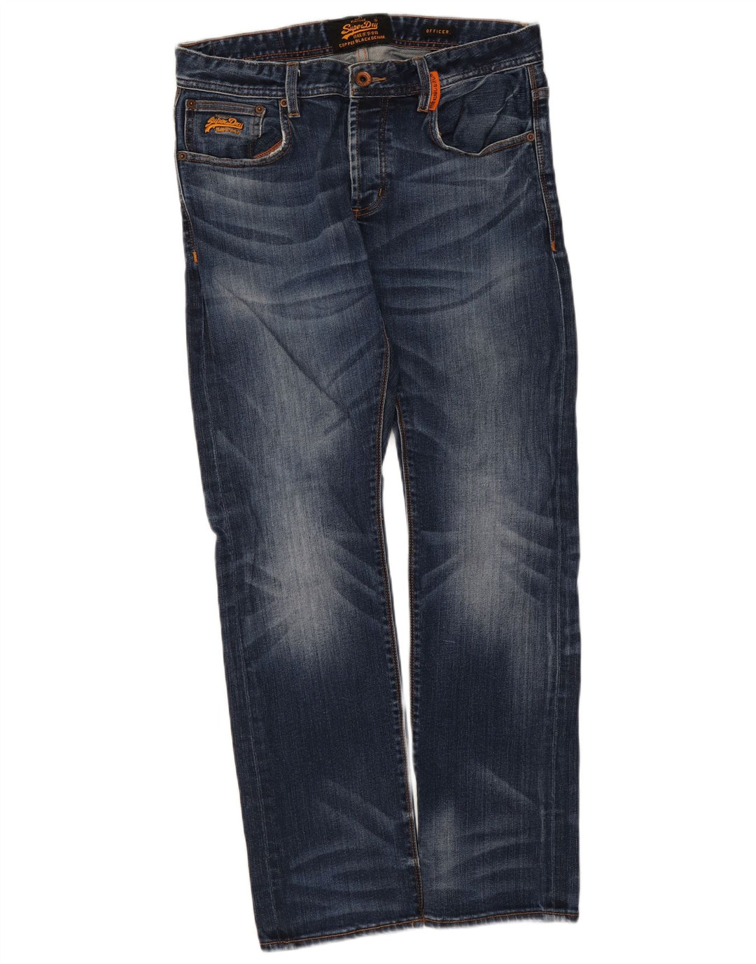 Superdry Herren Straight Jeans W32 L30 Blaue Baumwolle