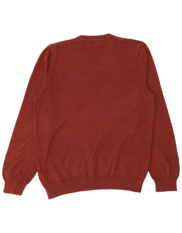 Marks & Spencer Herren-Pullover mit V-Ausschnitt, groß, rot gesprenkelte Baumwolle