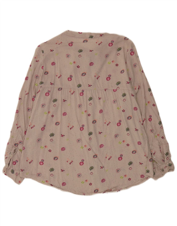 White Stuff Damen-Hemdbluse, UK 12, mittelbeige, geblümte Viskose