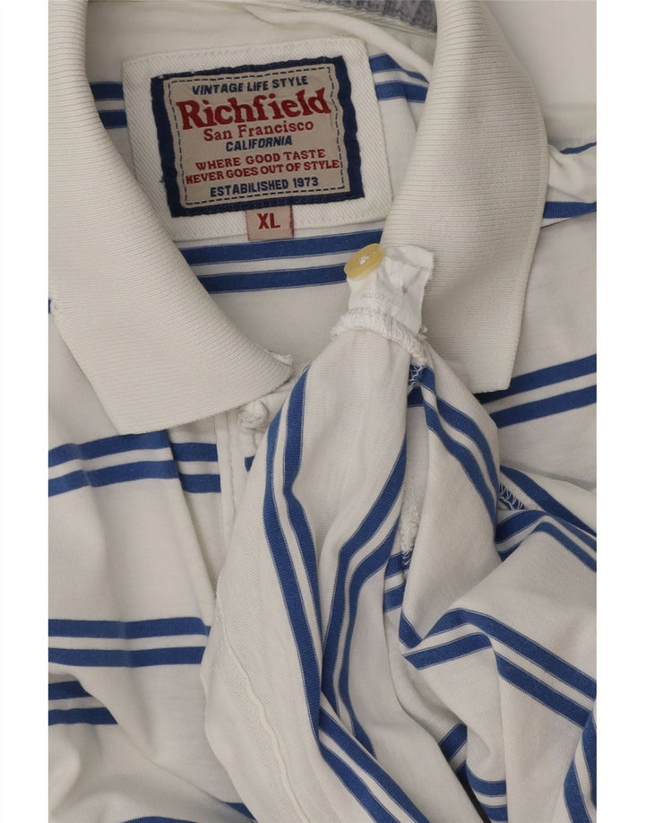 Richfield Herren-Poloshirt XL, weiß gestreift, Baumwolle