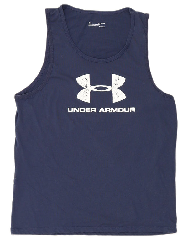 Under Armour Herren Heat Gear Graphic Weste Top XL Marineblau Baumwolle