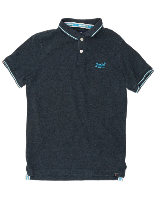 SUPERDRY Herren-Poloshirt aus mittelblauer, marineblauer Baumwolle