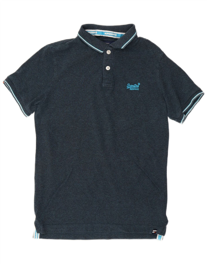 SUPERDRY Herren-Poloshirt aus mittelblauer, marineblauer Baumwolle