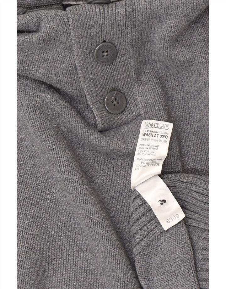 Marks & Spencer Herren Blauer Harbour-Pullover mit Knopfkragen, 2XL, Grau