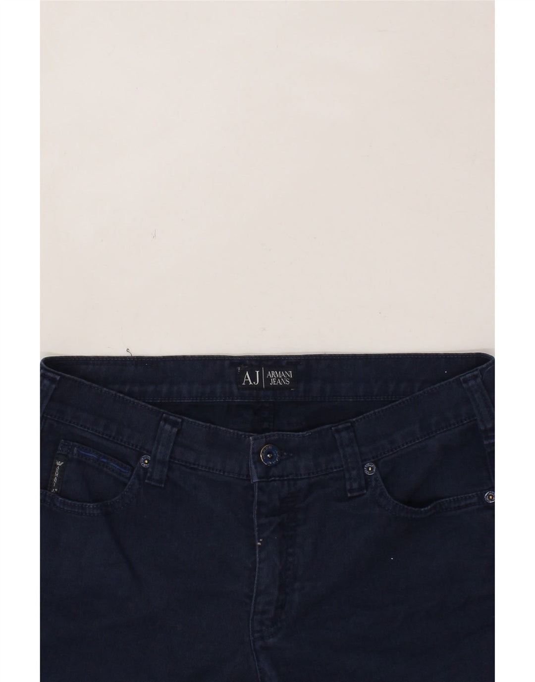ARMANI Womens Straight Jeans W29 L30 Navy Blue Cotton Vintage Armani and Second-Hand Armani from Messina Hembry 