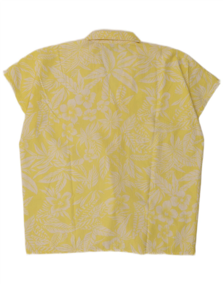 C & A Kurzärmlige, übergroße Hemdbluse für Damen, EU 40, Mittelgelb mit Blumenmuster