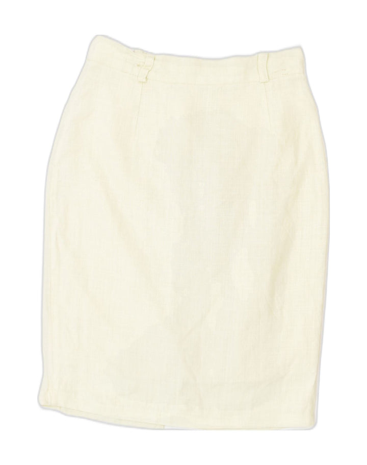 VINTAGE Womens Pencil Skirt IT 44 Medium W28 Off White Linen | Vintage | Thrift | Second-Hand | Used Clothing | Messina Hembry 