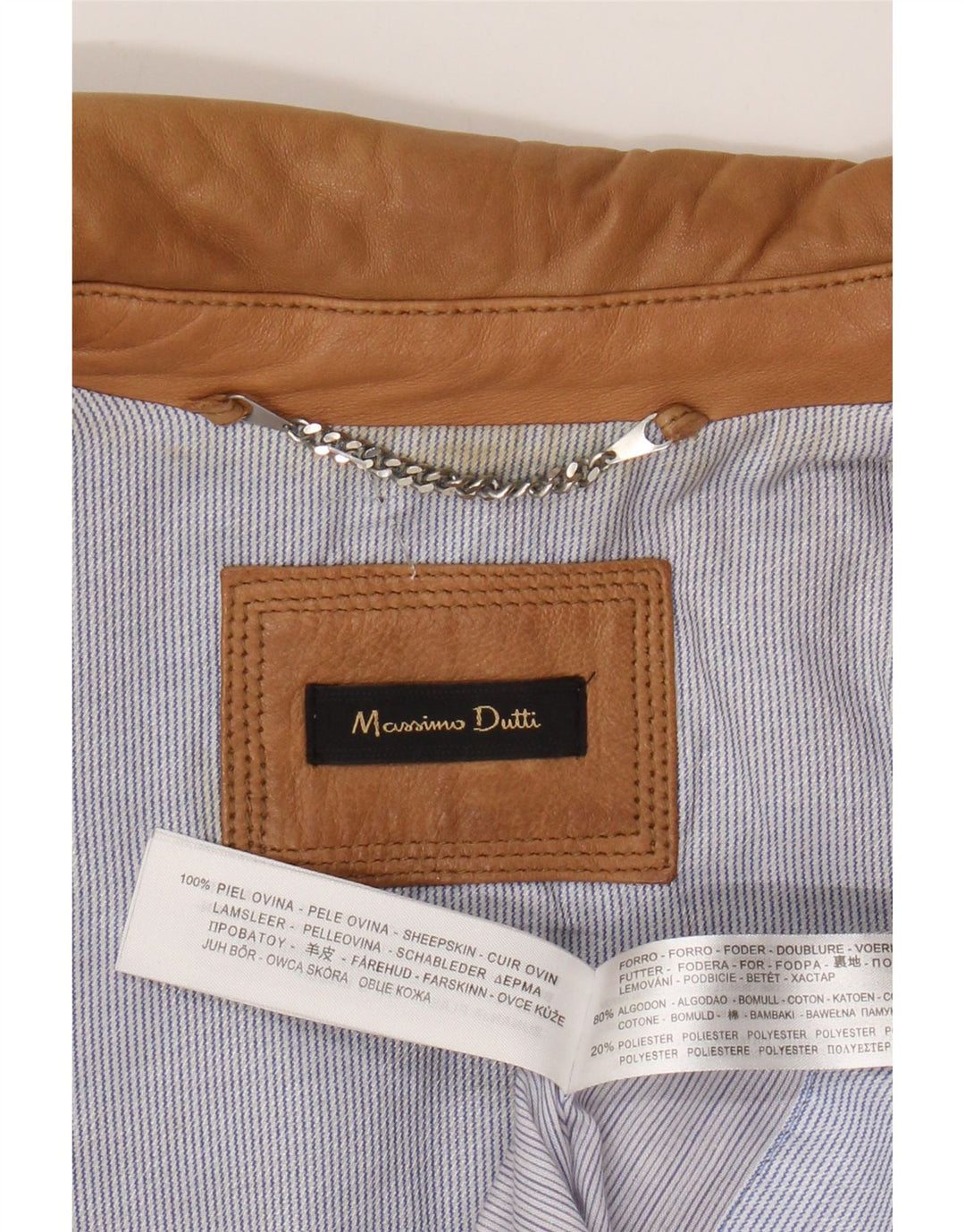 Massimo Dutti Damen Crop Lederjacke UK 12 Medium Beige Schaffell