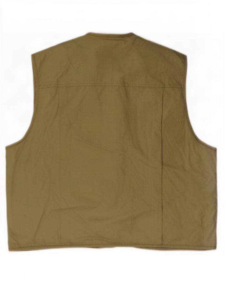 Vintage Herren Utility Gilet IT 58 4XL Khaki Baumwolle