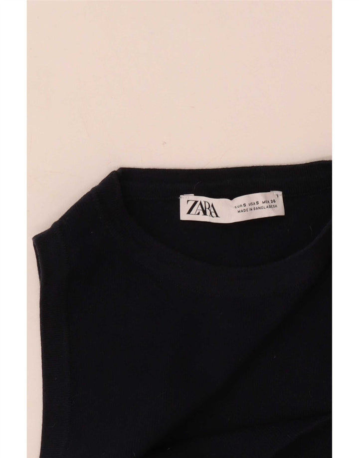 Zara Damen Weste Top UK 8 Small Marineblau