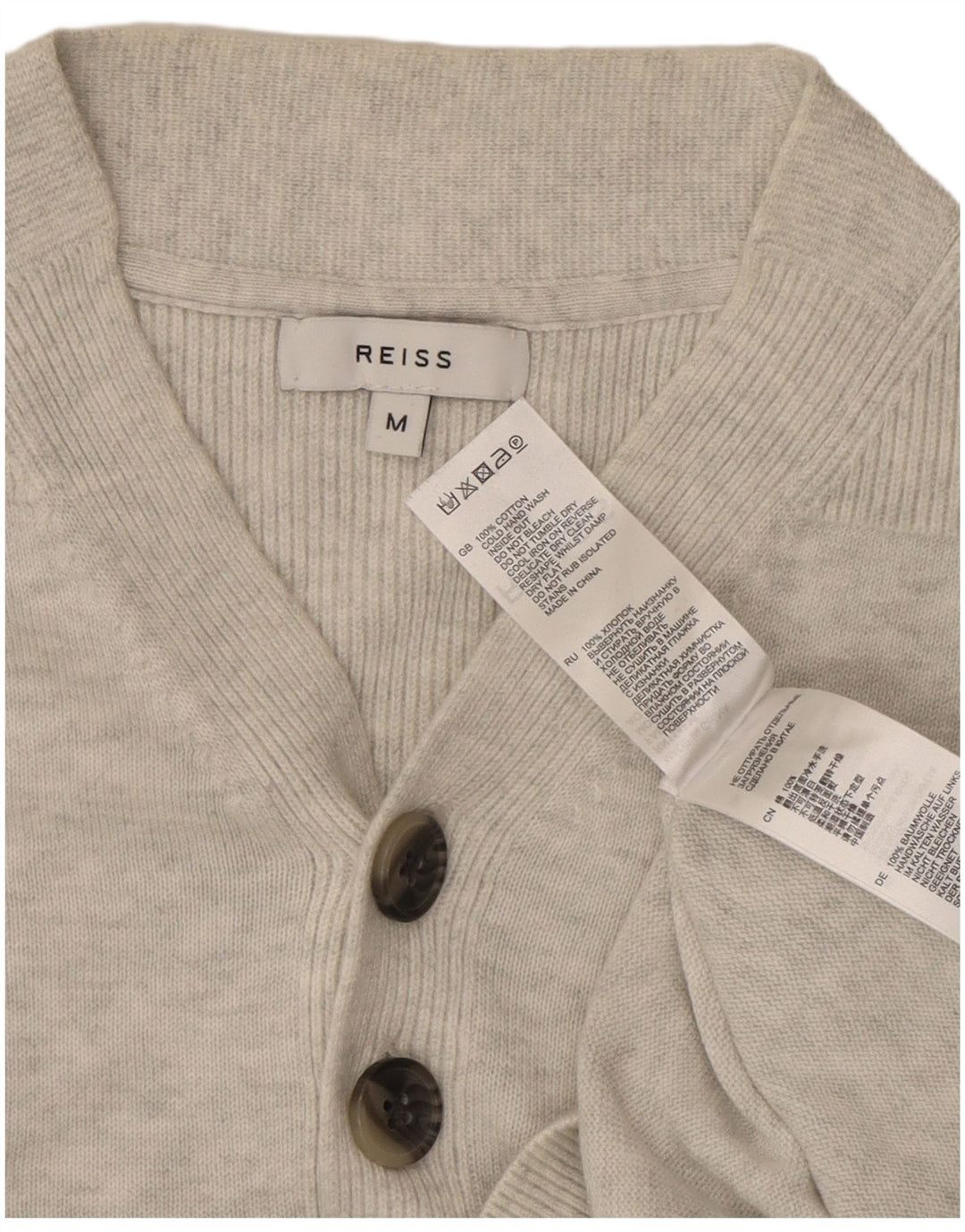 Reiss Herren-Pullover mit V-Ausschnitt, Mittelgrau meliert