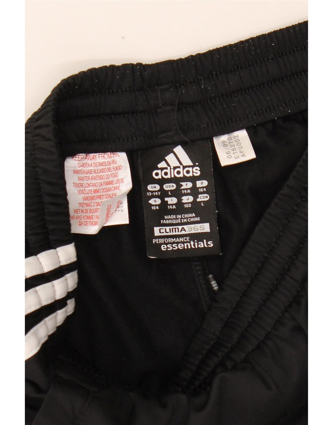 ADIDAS Boys Climalite Tracksuit Trousers 13-14 Years Black Polyester