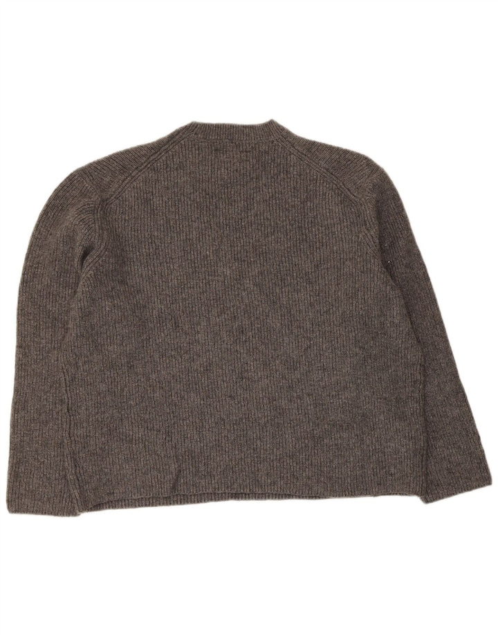 All Saints Damen-Pullover, übergroß, Rundhalsausschnitt, UK 14, mittelgraue Wolle