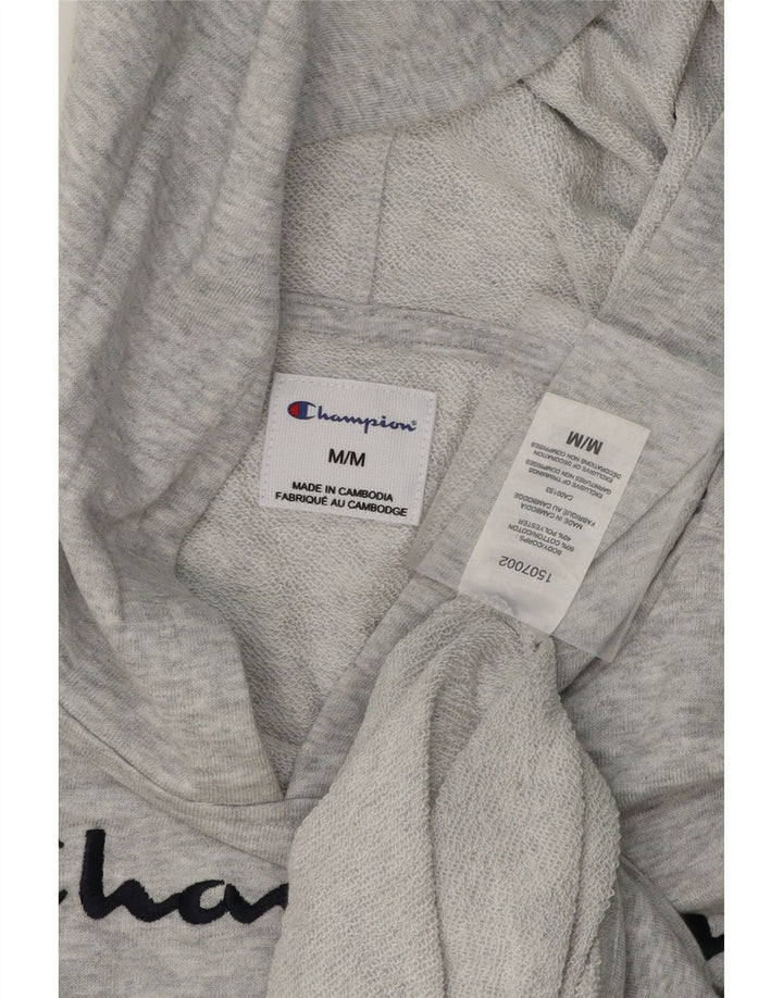 CHAMPION Womens Oversized Graphic Hoodie Jumper UK 14 Medium Grey Cotton Vintage Champion and Second-Hand Champion from Messina Hembry 