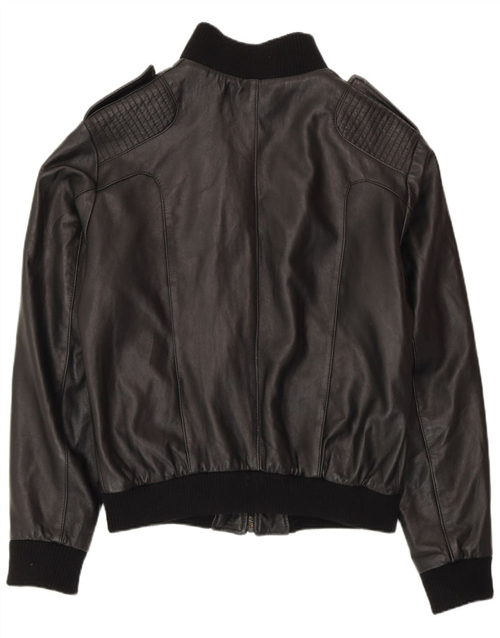 MIRA FURS Herren Militärlederjacke IT 52 XL Schwarzes Leder