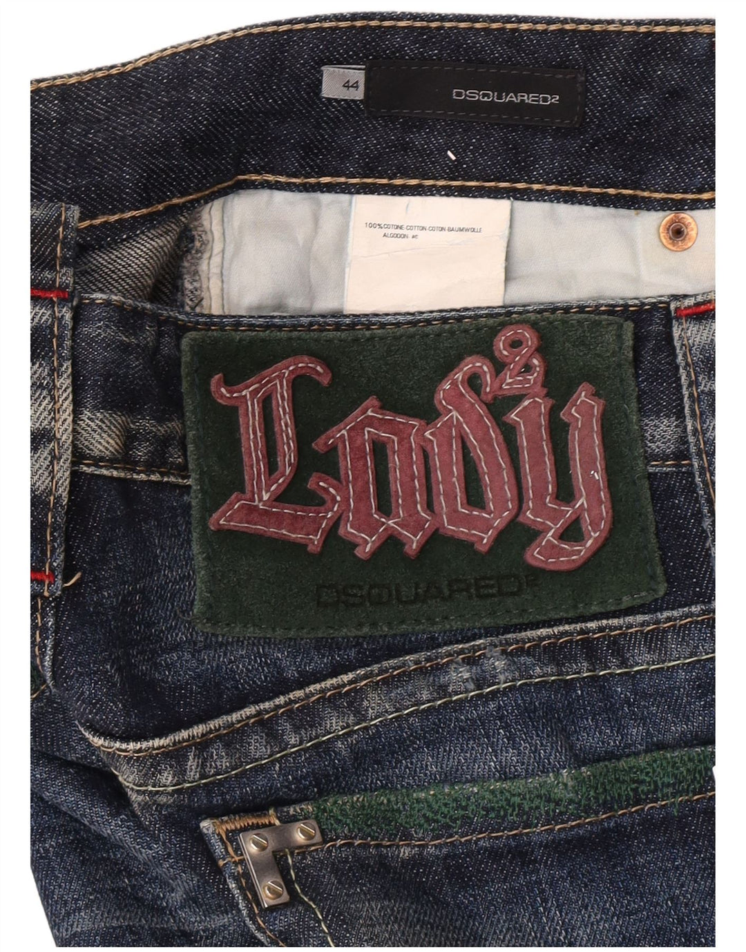 Dsquared2 Damen Super Low Straight Jeans IT 44 Medium W32 L35 Blau gepunktet