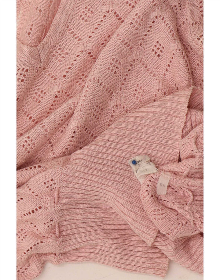 Vintage Damen Strickbluse Top IT 48 XL Rosa Geometrisch Polyacryl