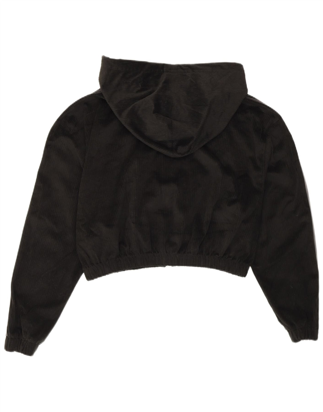 Adidas Damen Crop Oversized Zip Hoodie Pullover UK 10 Small Schwarz Polyester