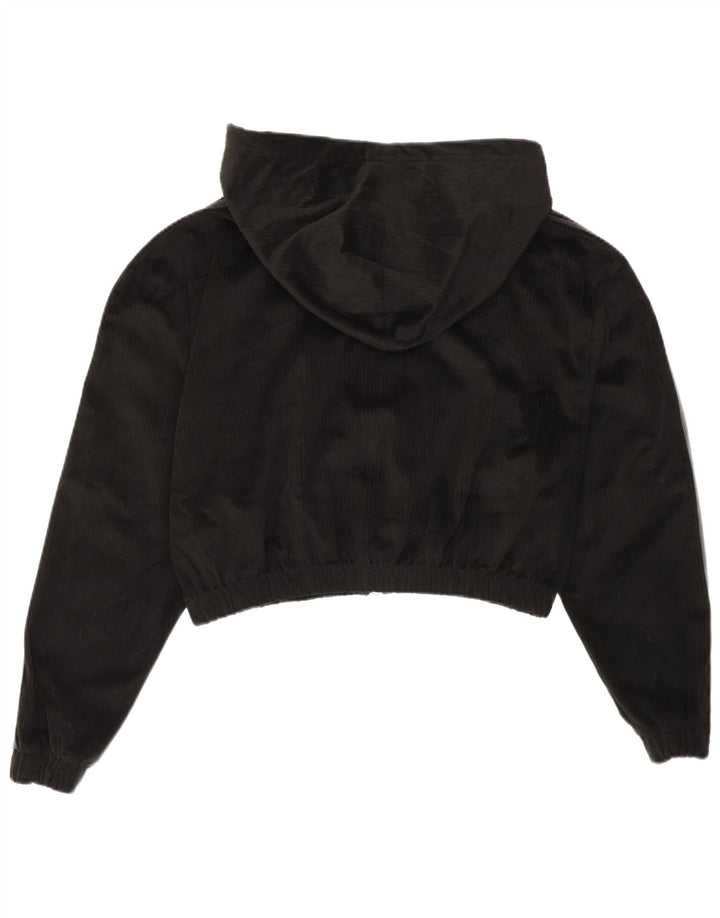 Adidas Damen Crop Oversized Zip Hoodie Pullover UK 10 Small Schwarz Polyester