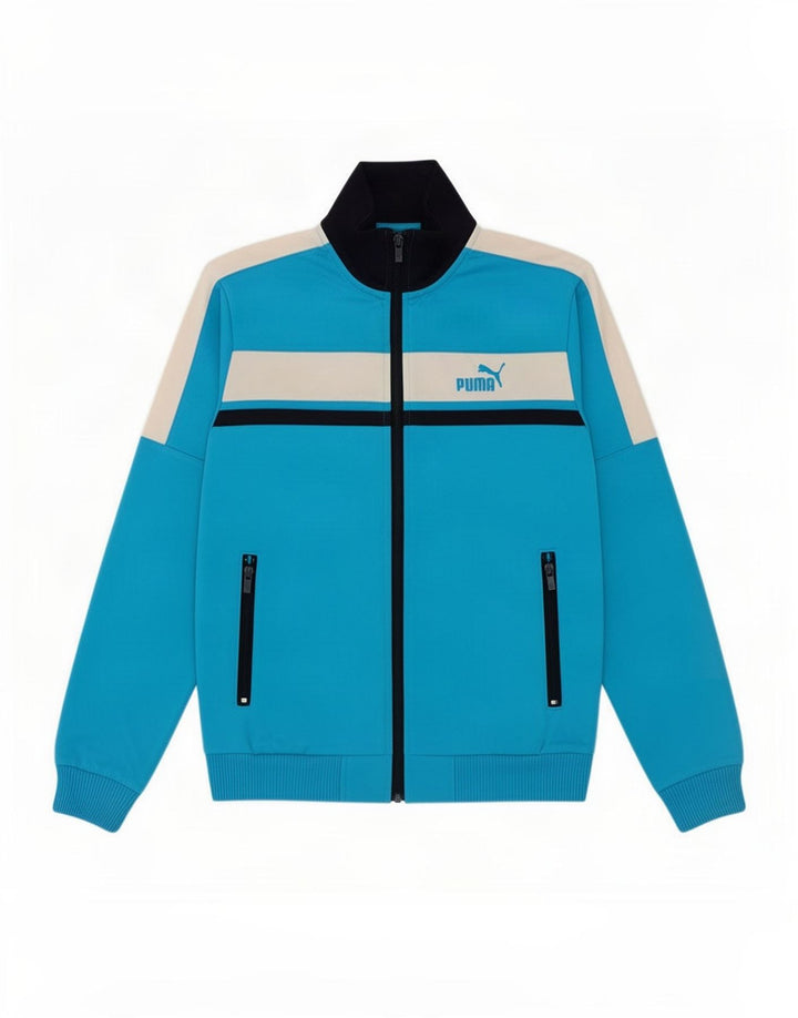 Puma Jungen-Trainingsanzug-Top-Jacke, 11–12 Jahre, blaues Farbblock-Polyester