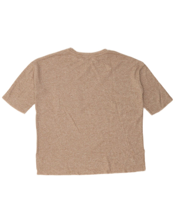 Zara Damen Übergroßes T-Shirt Top UK 10 Small Beige
