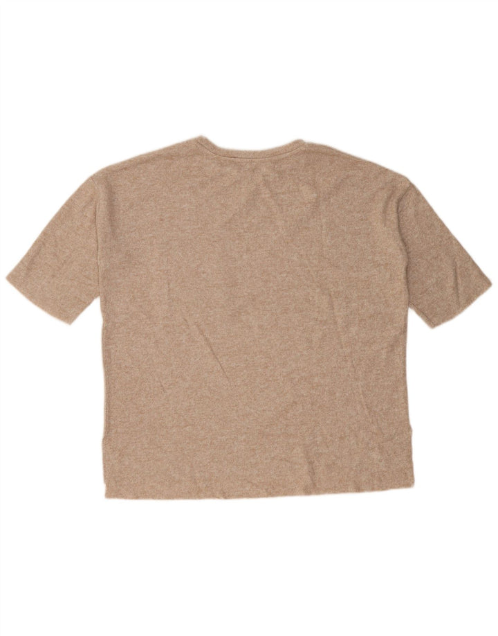 Zara Damen Übergroßes T-Shirt Top UK 10 Small Beige