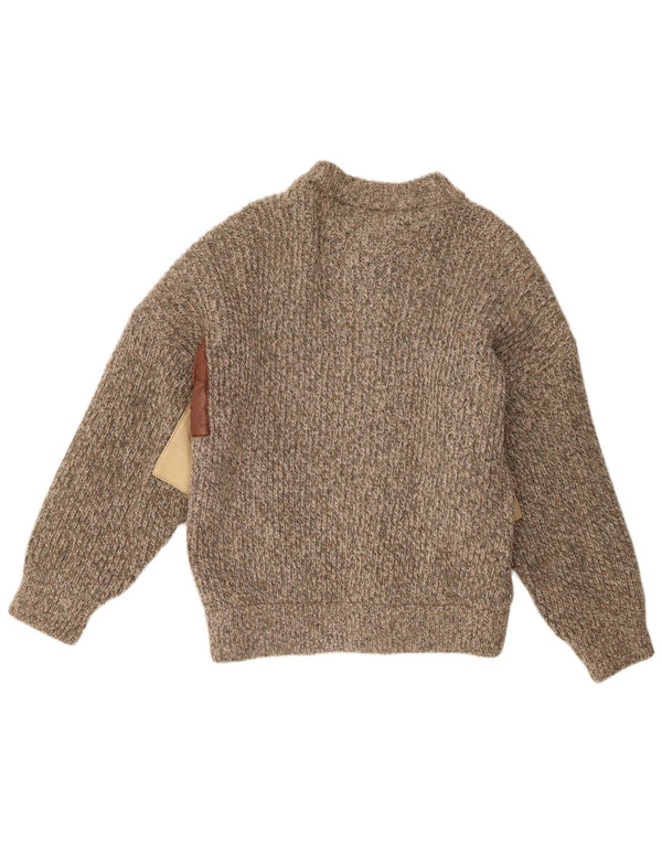 Vintage Herren Cardigan Pullover IT 52 Große grau melierte Wolle