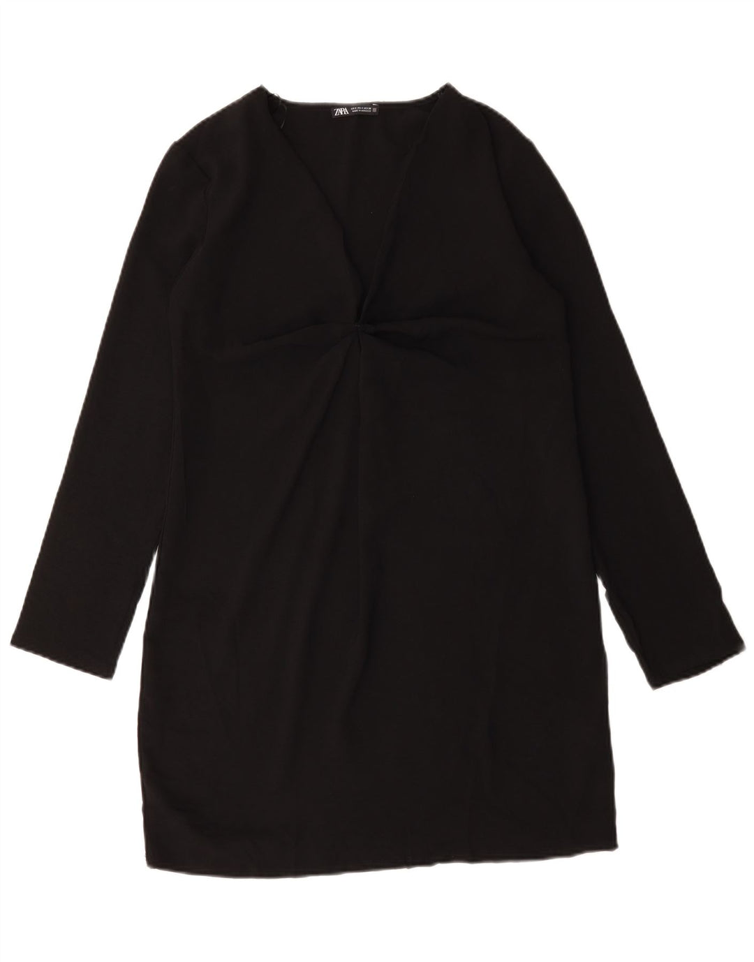 Zara Damen Langarm-Etuikleid UK 10 Small Schwarz Polyester