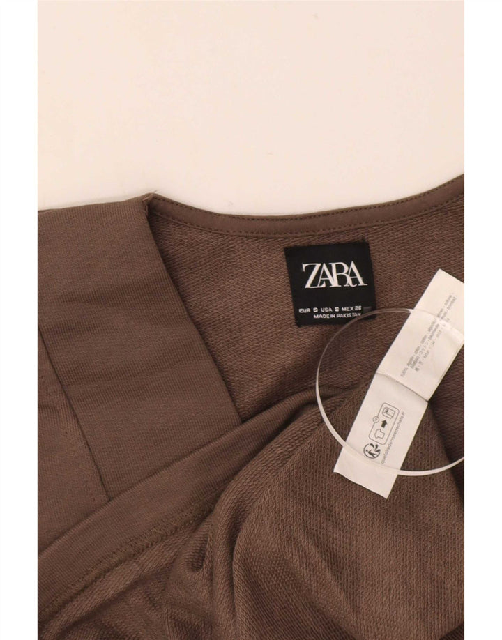 Zara Damen-Oversize-Trägershirt, Gr. 10, Größe S, braune Baumwolle