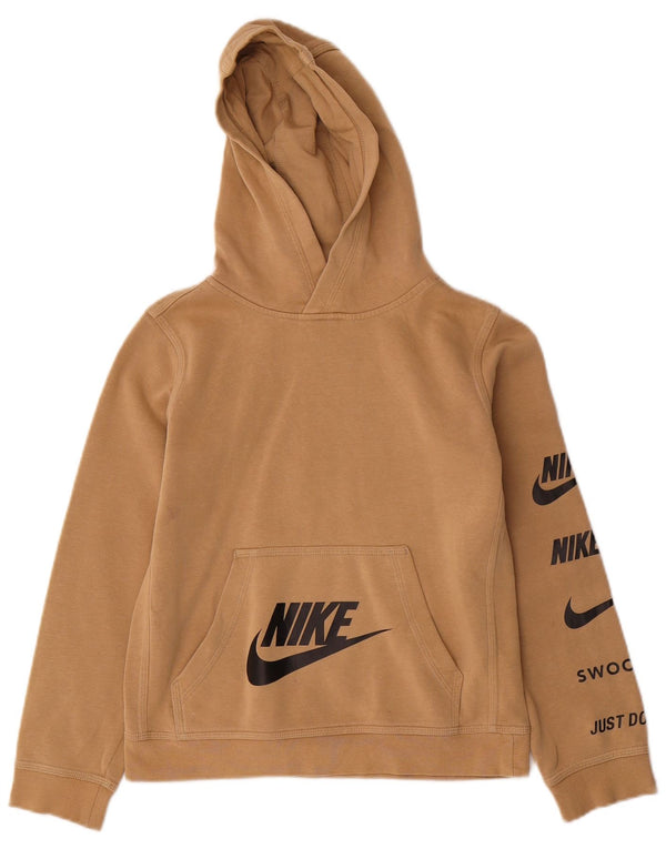 NIKE Kapuzenpullover mit Grafik für Jungen, 10–11 Jahre, mittelbeige Baumwolle