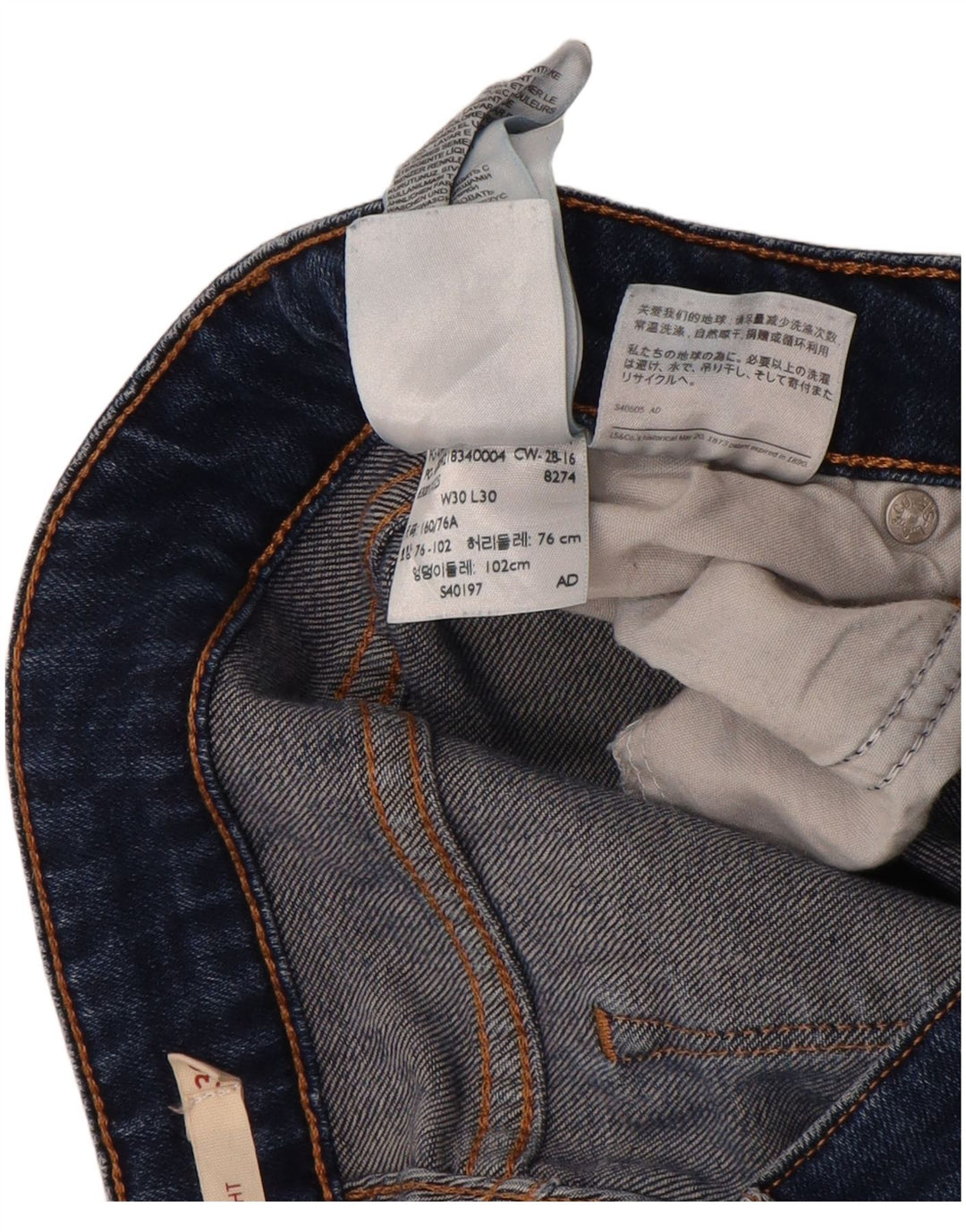 Levi's Damen 714 Straight Jeans W30 L30 Blaue Baumwolle