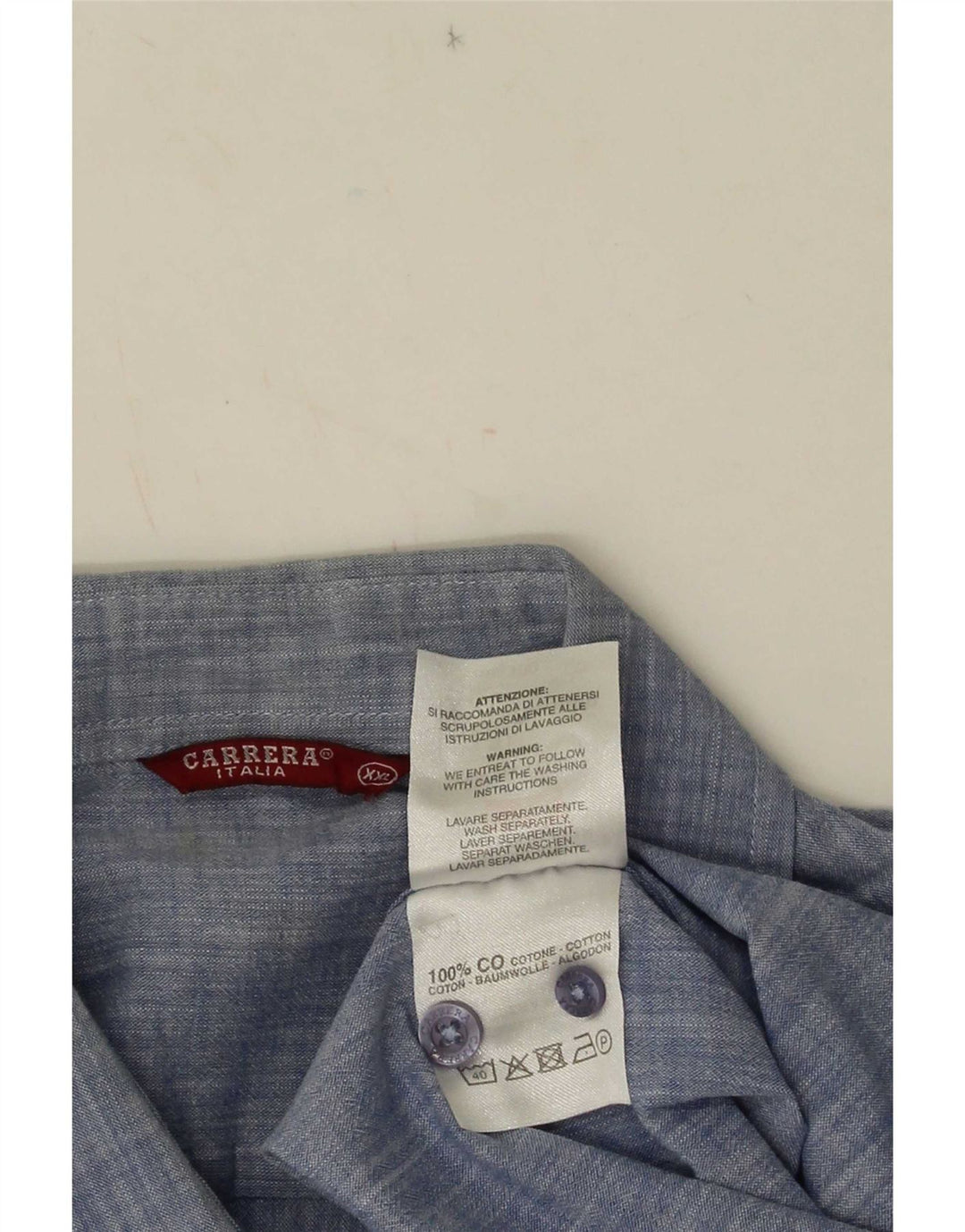 Carrera Herren Kurzarmhemd 2XL Blau Baumwolle
