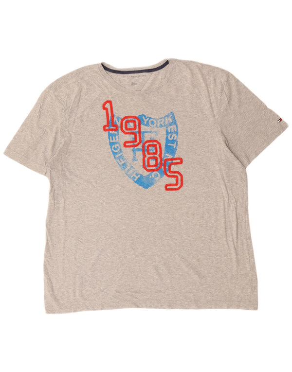 TOMMY HILFIGER Herren Grafik T-Shirt Top XL Grau Baumwolle