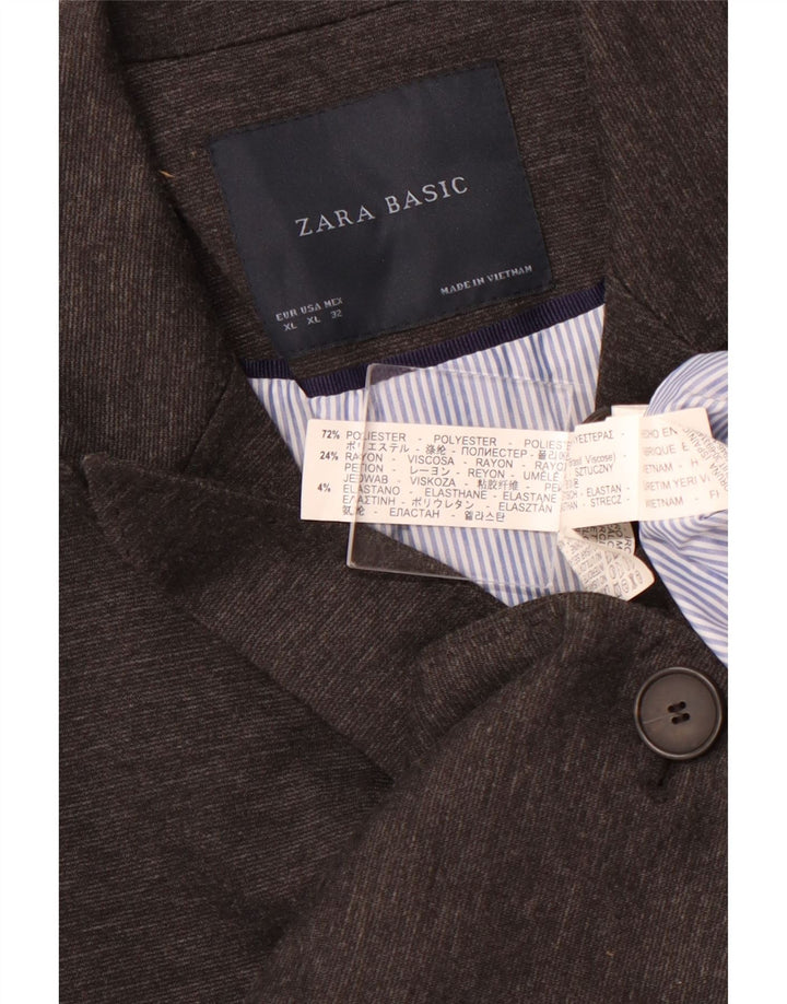 ZARA Damen 1-Knopf-Blazerjacke UK 18 XL Graues Polyester