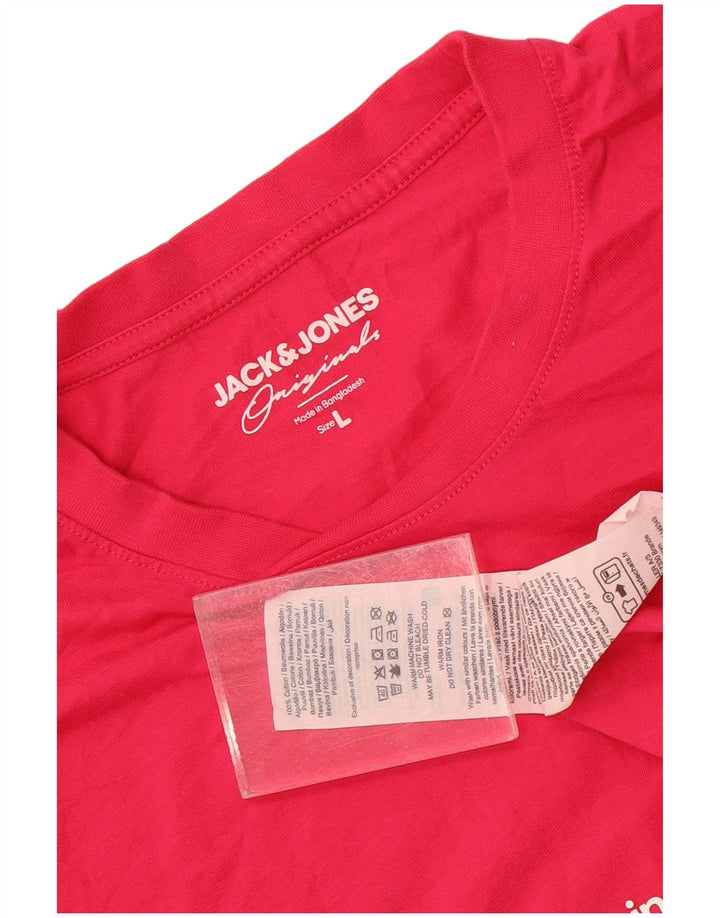 Jack & Jones Herren T-Shirt Top Large Rosa Baumwolle