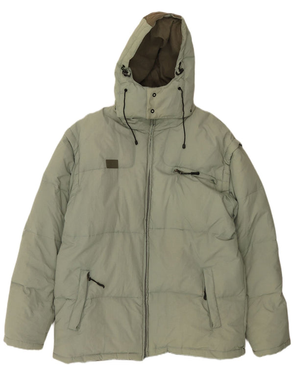 Fila Wattierte Herrenjacke mit Kapuze, UK 44 2XL, grünes Polyamid