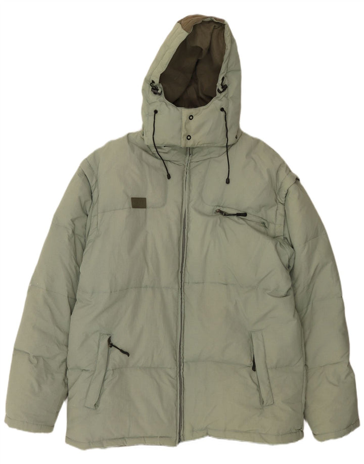 Fila Wattierte Herrenjacke mit Kapuze, UK 44 2XL, grünes Polyamid